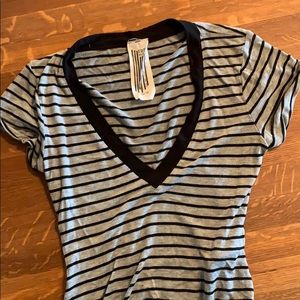 Free People Stripe V Neck Bodysuit